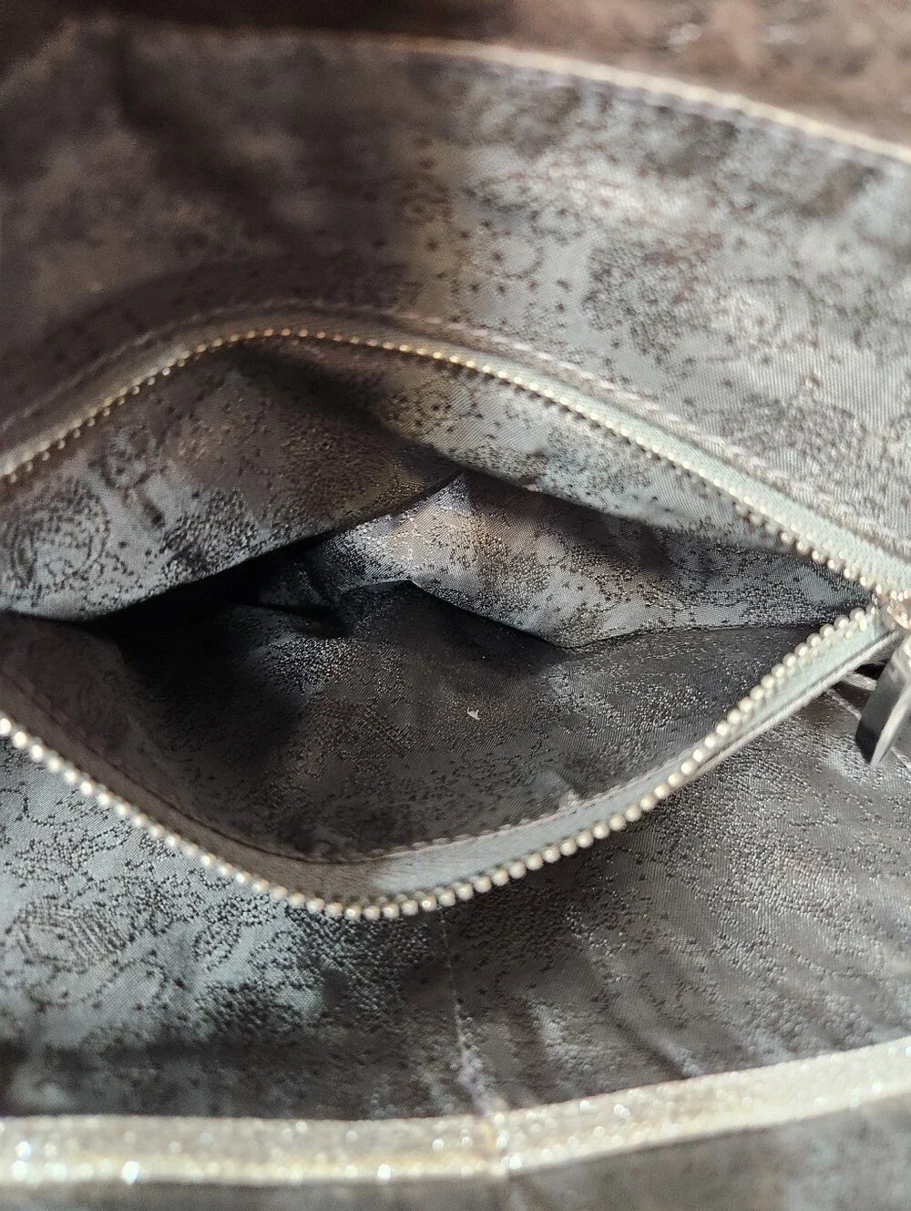 Lauren Merkin Brown Metallic Reptile Snake Print Leather Shoulder Bag